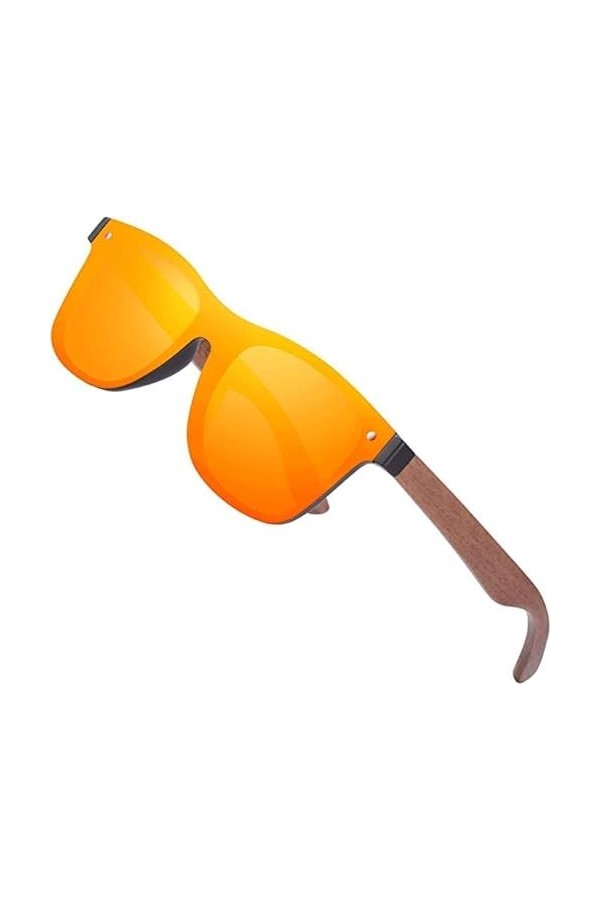 KINGSEVEN Lunettes de Soleil en Bois pour Homme Et Femme I Lunettes de Soleil Polarisées Mixtes avec Monture En Bois De Noyer