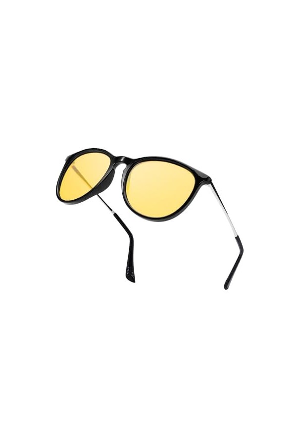 LVIOE Lunettes de conduite de nuit pour femme homme avec lentille jaune polarisée