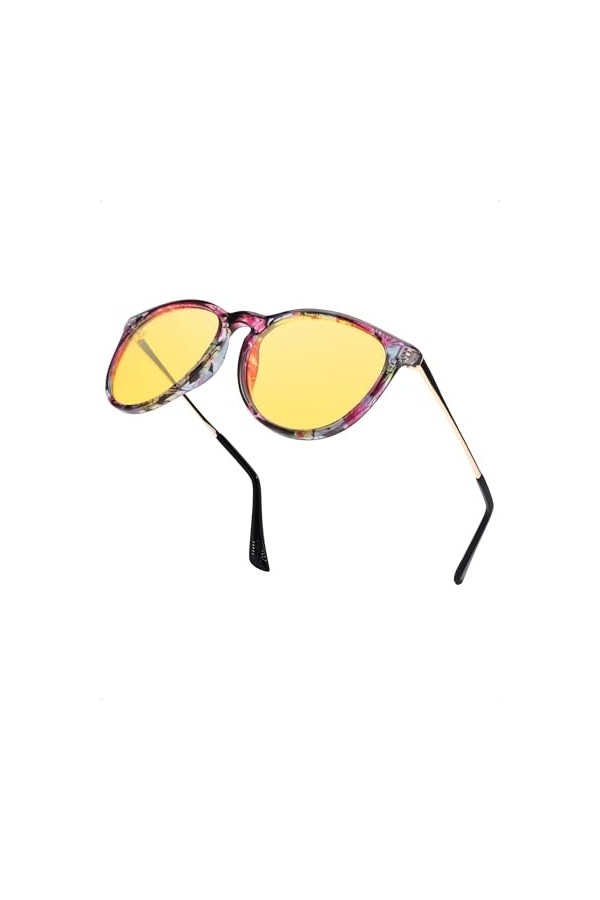 LVIOE Lunettes de conduite de nuit pour femme homme avec lentille jaune polarisée