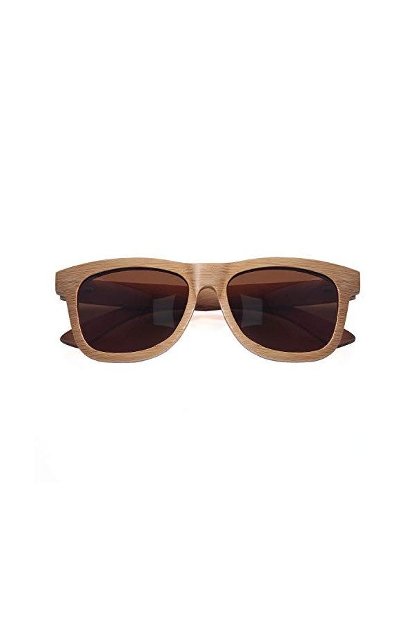 LUI SUI Bois de bambou naturel rétro fait à la main Lunettes de soleil polarisées Lunettes en bois miroir pour hommes Femmes 