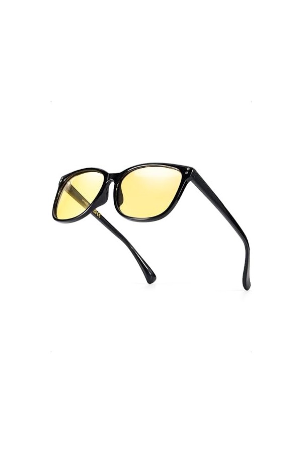 LVIOE Lunettes de conduite de nuit pour femme homme avec lentille jaune polarisée