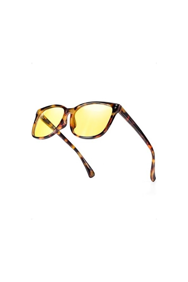 LVIOE Lunettes de conduite de nuit pour femme homme avec lentille jaune polarisée
