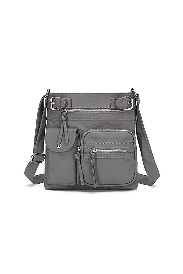 FANDARE Léger Sac à Bandoulière Main Sacs Dépaule Besaces Femmes Porté Epaule Sacoche Cuir PU Étanche Ado Portable Portefeui