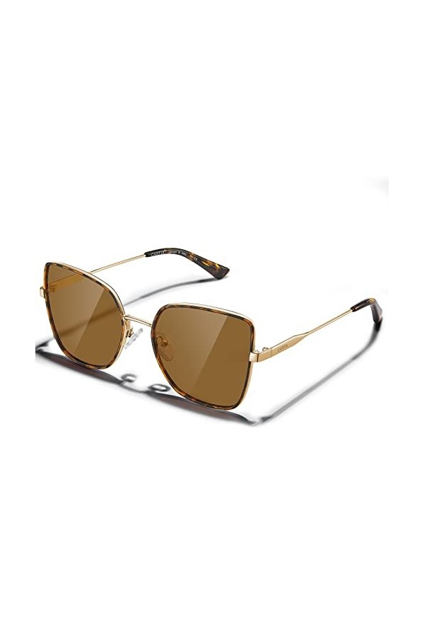 Carfia Lunette de Soleil Femme Polarisées Grande Carré Anti-éblouissement Anti-Reflet Protection UVA400