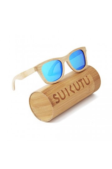 SUKUTU Bambou Léger Bois Tout Cadre Lunettes de Soleil Lentilles Polarisées Hommes Womens Lunettes Flottant Lunettes de Style