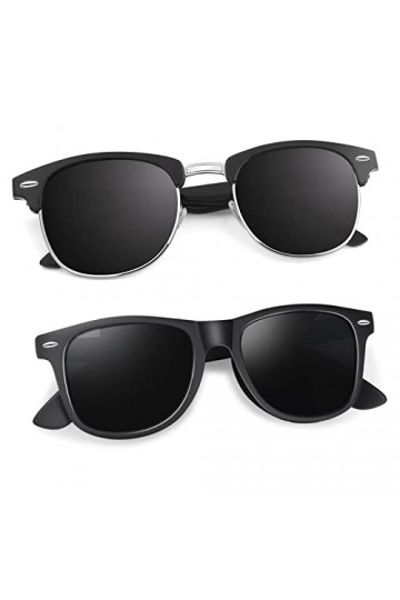 LINVO Lunettes de Soleil Polarisées Sans Monture pour Homme et Femme, Lunettes Rétro Classiques, Demi-monture Lunettes de Sol