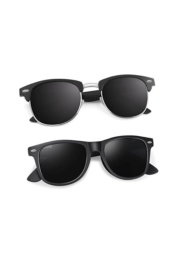 LINVO Lunettes de Soleil Polarisées Sans Monture pour Homme et Femme, Lunettes Rétro Classiques, Demi-monture Lunettes de Sol
