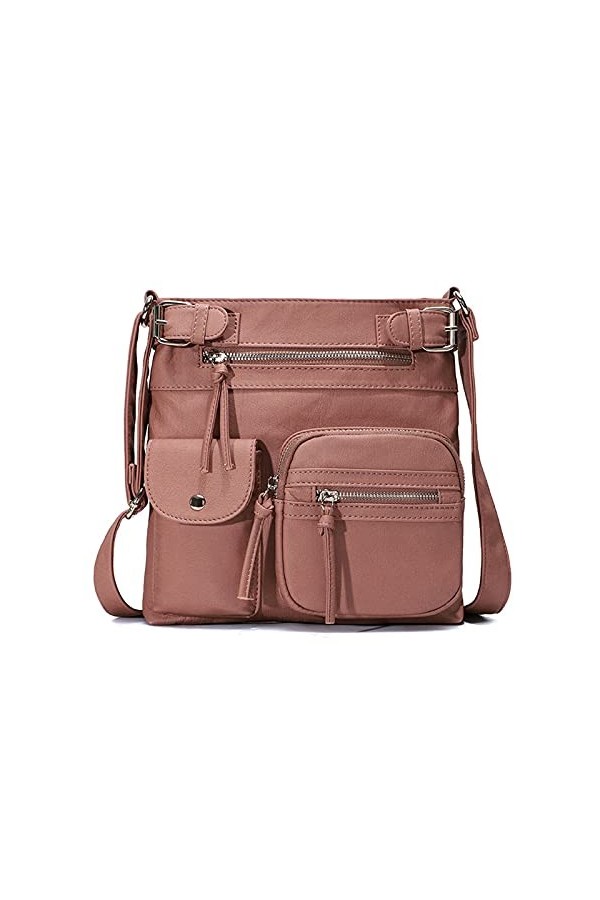 FANDARE Léger Sac à Bandoulière Main Sacs Dépaule Besaces Femmes Porté Epaule Sacoche Cuir PU Étanche Ado Portable Portefeui