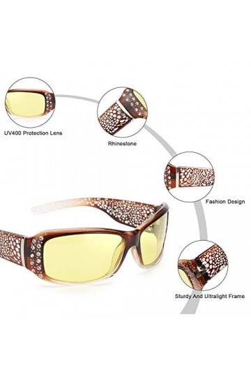 IGnaef Lunettes de conduite de vision nocturne pour femmes, lunettes de lentille jaune antireflet de conception de mode polar