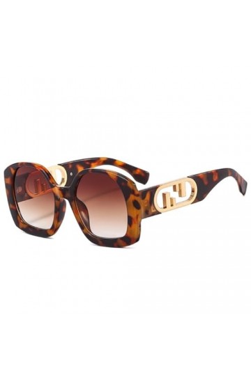 HCHES Lunettes de Soleil Carrées Surdimensionnées pour Femmes Lunettes de Soleil Punk Vintage pour Hommes Nuances UV400, Léop