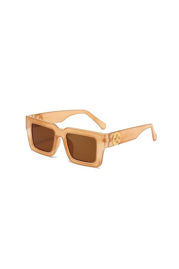 PETOLY Lunettes De Soleil Femme Sunglasses Lunettes Fête Tendance: À Bord Épais Grande Monture Carrée Blush Miroir Street Sho