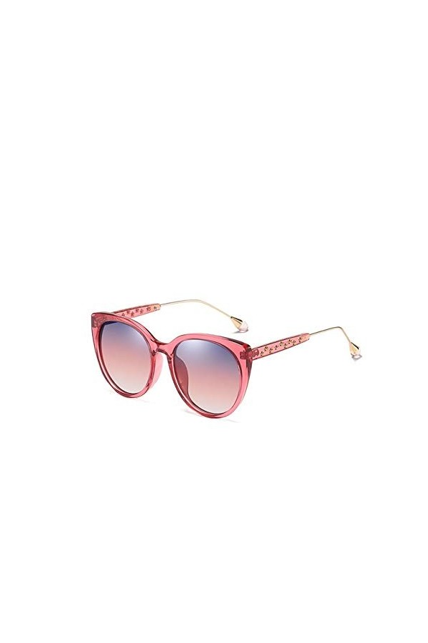 YUANCHENG Lunettes de Soleil polarisées Femmes Cat Eye Star Rivets Décoration Gradient lentille Transparent Frame Lunettes de