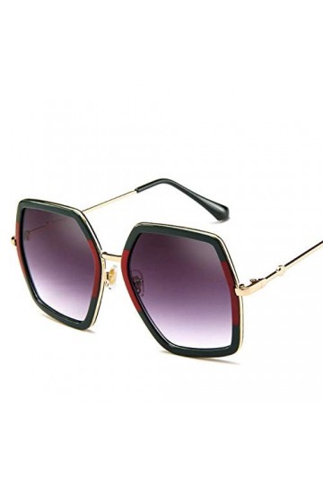 BUYAOAQ Lunettes De Soleil Grosses pour Femmes, Grandes Lunettes De Soleil Carrées, Rouges, Vert-Vert