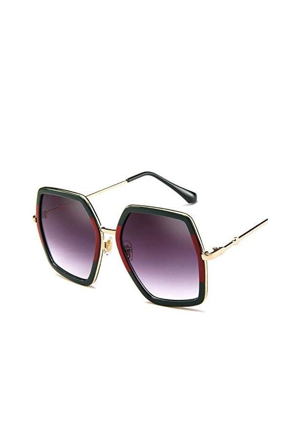 BUYAOAQ Lunettes De Soleil Grosses pour Femmes, Grandes Lunettes De Soleil Carrées, Rouges, Vert-Vert