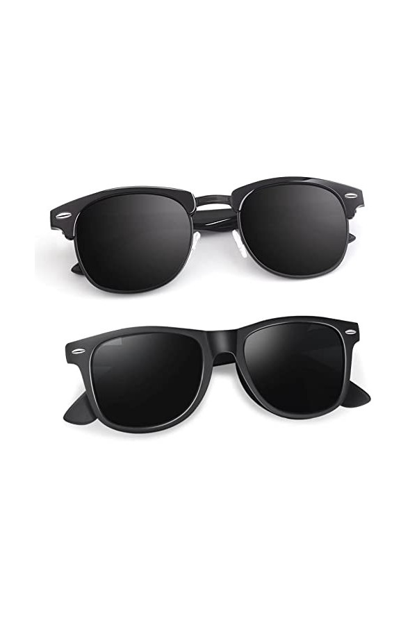 LINVO Lunettes de Soleil Polarisées Sans Monture pour Homme et Femme, Lunettes Rétro Classiques, Demi-monture Lunettes de Sol