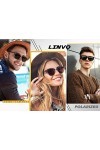 LINVO Lunettes de Soleil Polarisées Sans Monture pour Homme et Femme, Lunettes Rétro Classiques, Demi-monture Lunettes de Sol