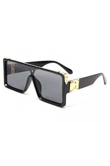 FEISEDY Lunettes de Soleil Une Pièce Rétro Carrées pour Hommes et Femmes Rock Punk Style Boucle en Métal Design Protection UV