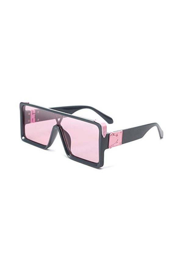 FEISEDY Lunettes de Soleil Une Pièce Rétro Carrées pour Hommes et Femmes Rock Punk Style Boucle en Métal Design Protection UV