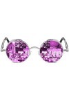 ROCKNIGHT Gothic Steampunk Lunettes de soleil rondes polarisées UV400 pour homme et femme rétro, Cadre argenté/lentille rose,
