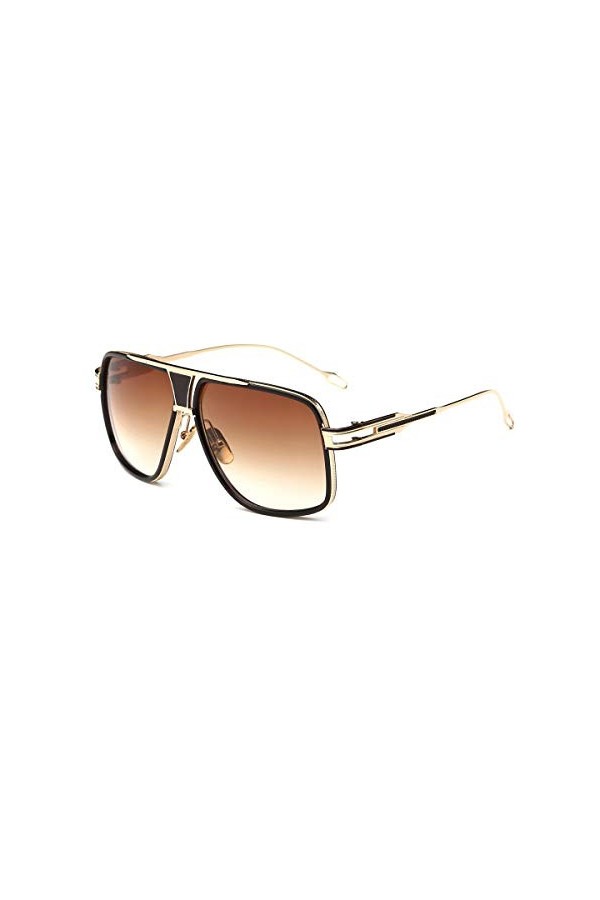 Lunettes de Soleil pour Femme Homme Surdimensionnées Classiques Monture Métal Shade Rétro Carré Lunettes de Soleil Protection