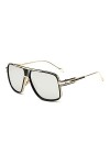 Lunettes de Soleil pour Femme Homme Surdimensionnées Classiques Monture Métal Shade Rétro Carré Lunettes de Soleil Protection