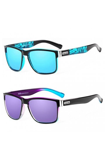 VIAHDA Lunettes de soleil polarisées pour homme et femme Spuare Miroir dété UV400, 6009c1c12