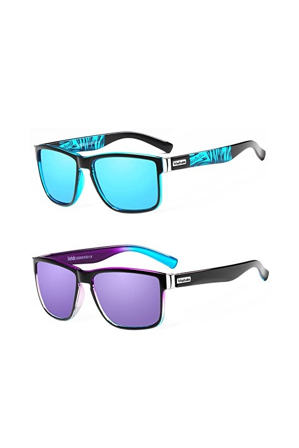 VIAHDA Lunettes de soleil polarisées pour homme et femme Spuare Miroir dété UV400, 6009c1c12