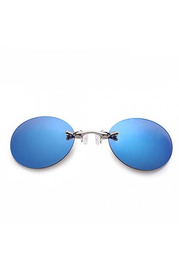 YAMEE Lunettes de soleil rétro rondes à clipser - Motif : matrice Morpheus - 4 couleurs, bleu, taille unique