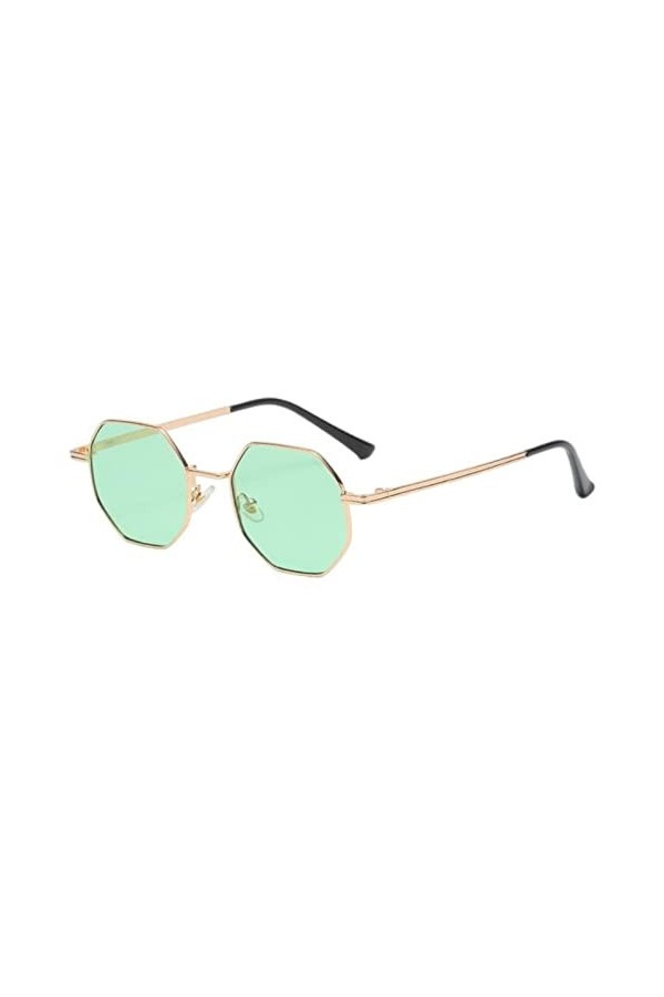 MOGSA Lunettes de soleil polarisées Polygone pour homme Vintage Octogonale Métal Lunettes de soleil pour femme - Bleu, blanc