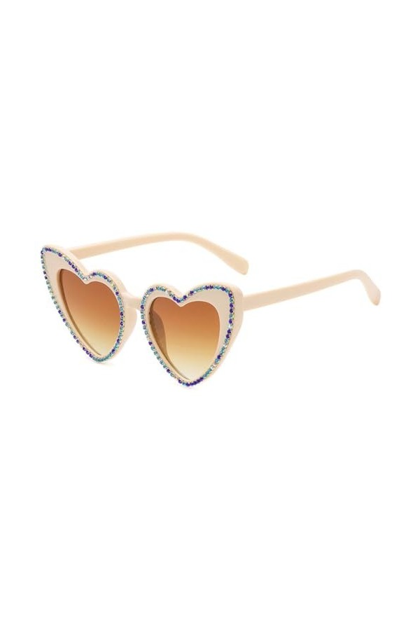 HCHES Lunettes de Soleil Femme Diamant Big Frame Glitter Femme Blanc Noir Lunettes de Soleil Lunettes UV400 Lunettes, Jaune, 