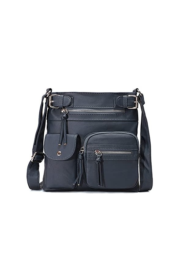 FANDARE Léger Sac à Bandoulière Main Sacs Dépaule Besaces Femmes Porté Epaule Sacoche Cuir PU Étanche Ado Portable Portefeui