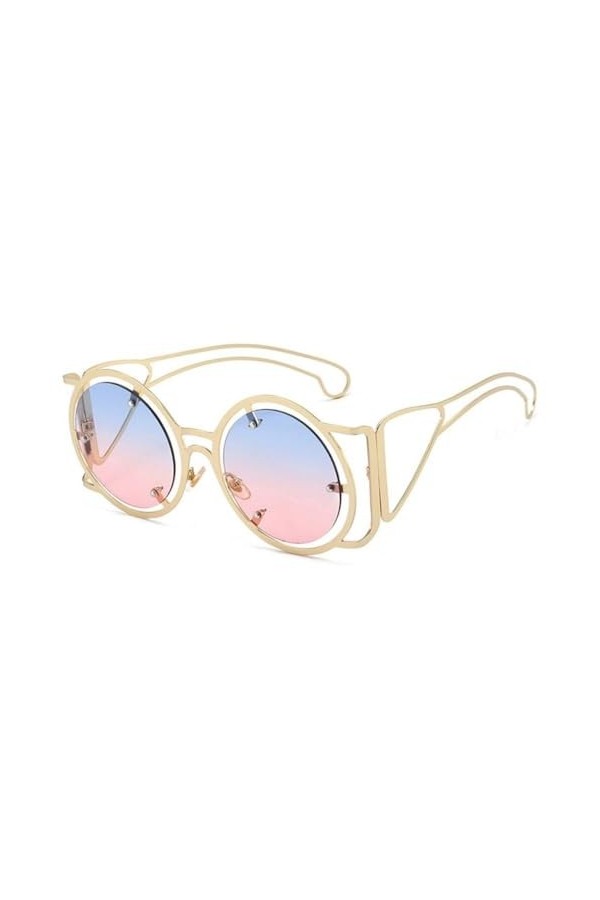 MUTYNE Lunettes de soleil rondes Steampunk pour femmes lunettes de soleil à monture métallique Punk lunettes féminines lunett