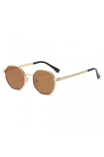 Hexagone Hommes Femmes Lunettes de Soleil Carré Polygone Lunettes de Soleil Rétro Nuances Métal Cadre Lunettes TOP UV400, 7, 