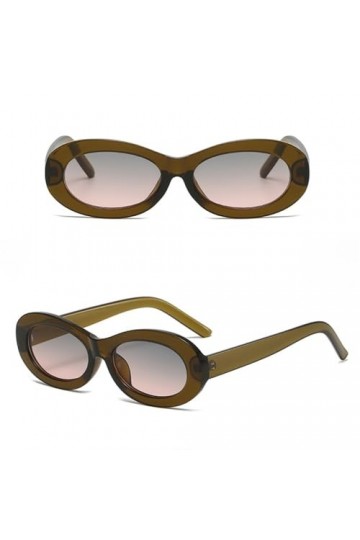 HPIRME Lunettes de soleil ovales pour femmes, petites lunettes de soleil rétro vintage, lunettes féminines, vert gris rose, t