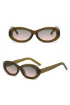 HPIRME Lunettes de soleil ovales pour femmes, petites lunettes de soleil rétro vintage, lunettes féminines, vert gris rose, t
