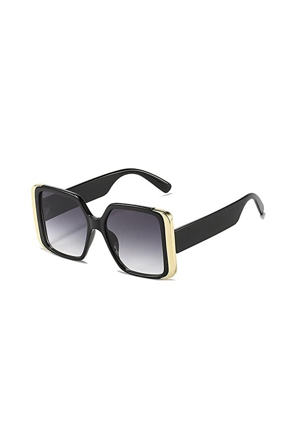 MUTYNE Lunettes de Soleil Carrées Steampunk pour Femmes Mode Grandes Montures Lunettes de Soleil Punk Femme Alliage Décoratio