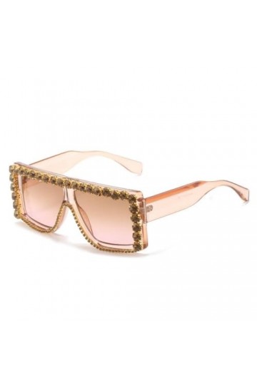 MUTYNE Lunettes de Soleil Carrées de Diamant de Luxe Femmes Mode Strass Lunettes de Soleil Hommes Cadre Surdimensionné Vintag