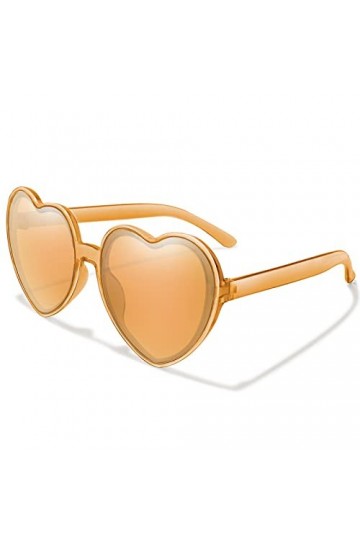 RUDELL Lunettes De Soleil Femme Lunettes De Soleil DAmour Enduites Colorées Mode Décoration De Fête Colorée Monture Jaune Fi