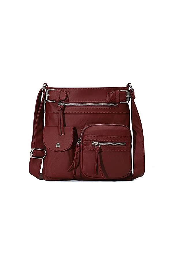 FANDARE Léger Sac à Bandoulière Main Sacs Dépaule Besaces Femmes Porté Epaule Sacoche Cuir PU Étanche Ado Portable Portefeui