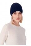 Style & Republic Bonnet 100 % cachemire finement côtelé en différentes couleurs, bleu marine, Taille Unique