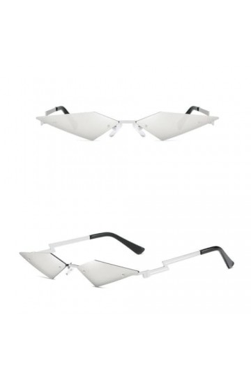 Oeil de Chat Lunettes de Soleil sans Monture Femmes Mode Petit Miroir en métal Lunettes de Soleil pour Femme Rose coloré Ombr