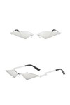 Oeil de Chat Lunettes de Soleil sans Monture Femmes Mode Petit Miroir en métal Lunettes de Soleil pour Femme Rose coloré Ombr