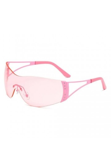 MUTYNE Lunettes de Soleil Une Pièce Femmes Mode Rectangle Lunettes de Soleil Sans Monture Hommes Vintage Enveloppant Nuances 