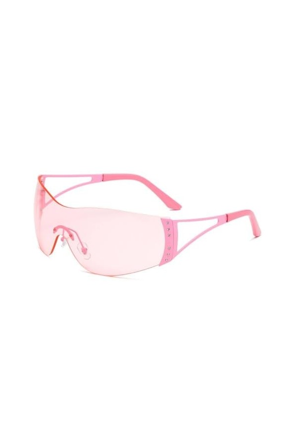 MUTYNE Lunettes de Soleil Une Pièce Femmes Mode Rectangle Lunettes de Soleil Sans Monture Hommes Vintage Enveloppant Nuances 