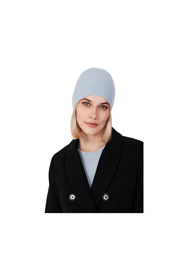 Style & Republic Bonnet 100 % cachemire finement côtelé en différentes couleurs, bleu marine, Taille Unique