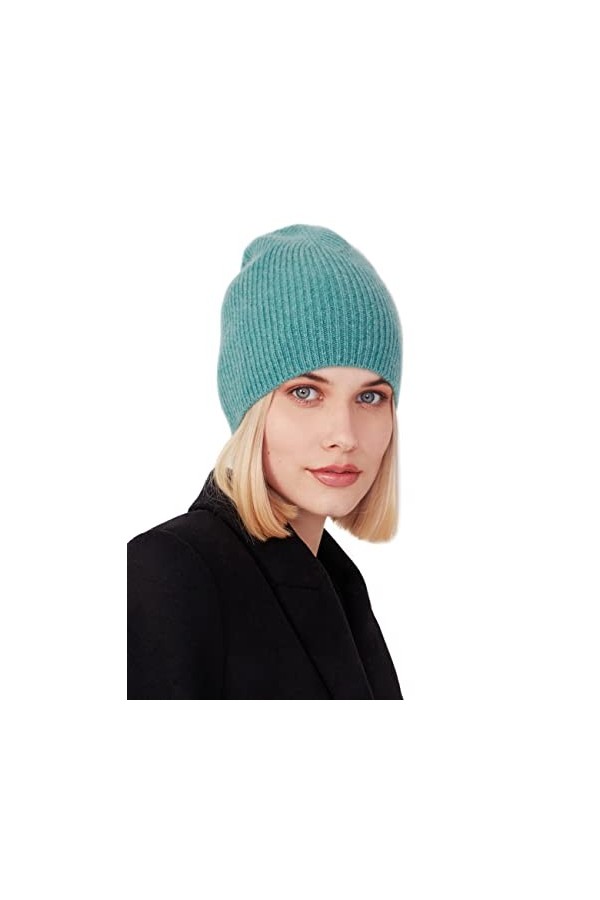 Style & Republic Bonnet 100 % cachemire finement côtelé en différentes couleurs, bleu marine, Taille Unique