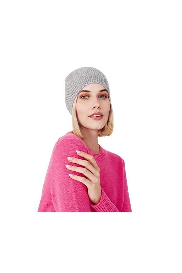 Style & Republic Bonnet 100 % cachemire finement côtelé en différentes couleurs, bleu marine, Taille Unique