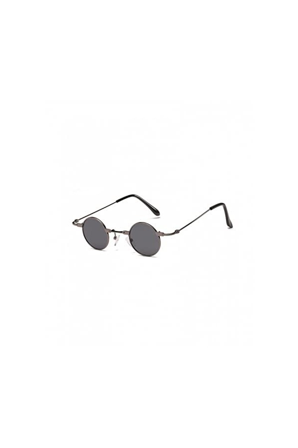 QTZTZ Petites Lunettes de Soleil Rondes Femmes Hommes UV400 Lunettes de Soleil en métal Noir,Je