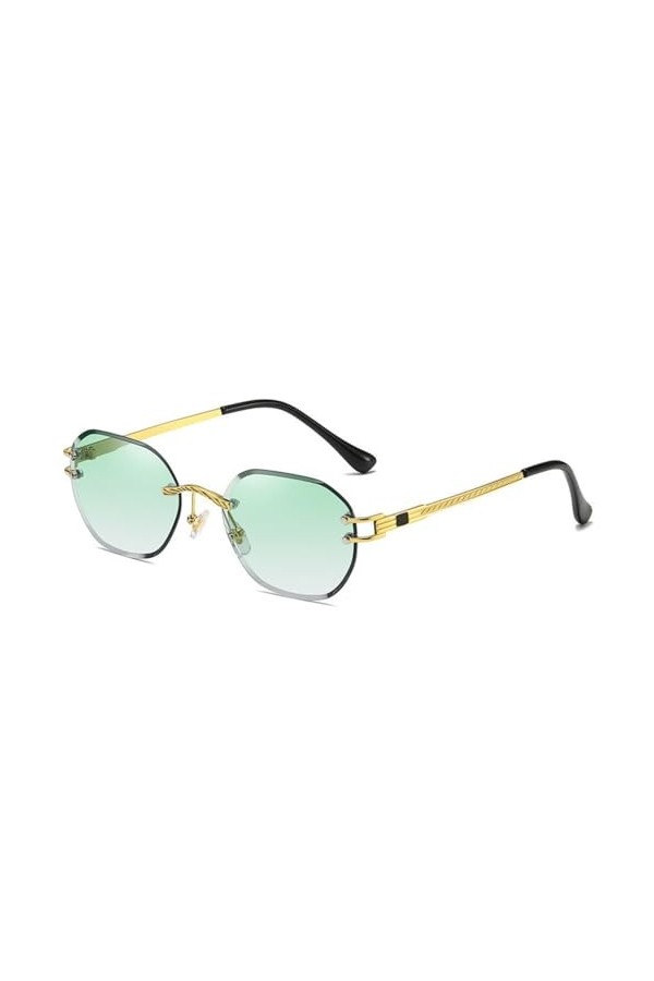 MUTYNE Lunettes de soleil polygone sans cadre pour femmes, carrées en métal doré, lunettes de soleil sans monture pour hommes