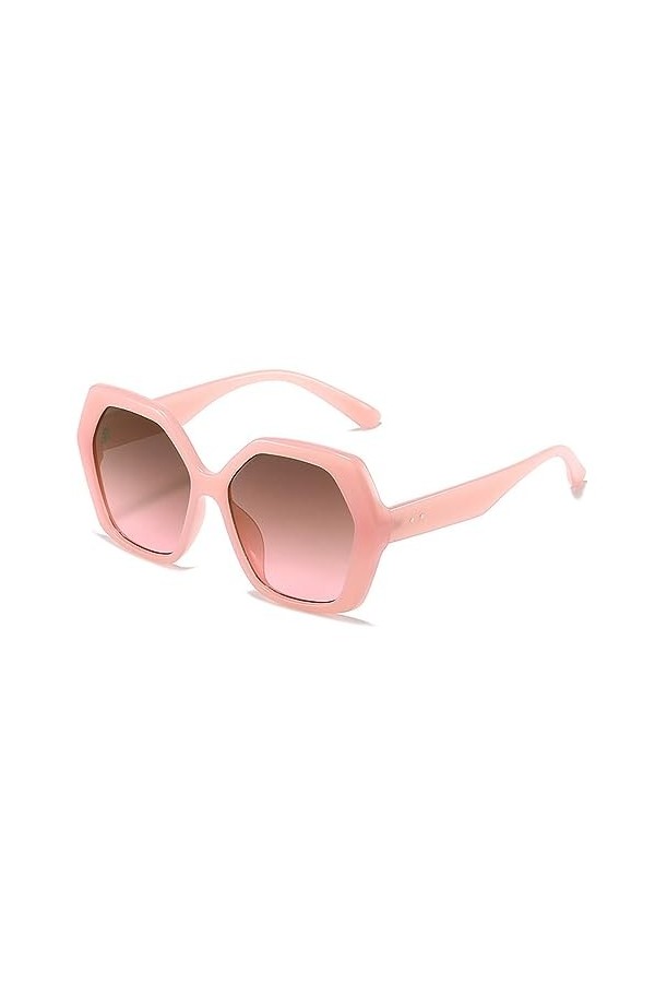 HPIRME Lunettes de soleil carrées polygone Vintage femmes gelée rose lunettes nuances UV400 hommes Rives lunettes de soleil,
